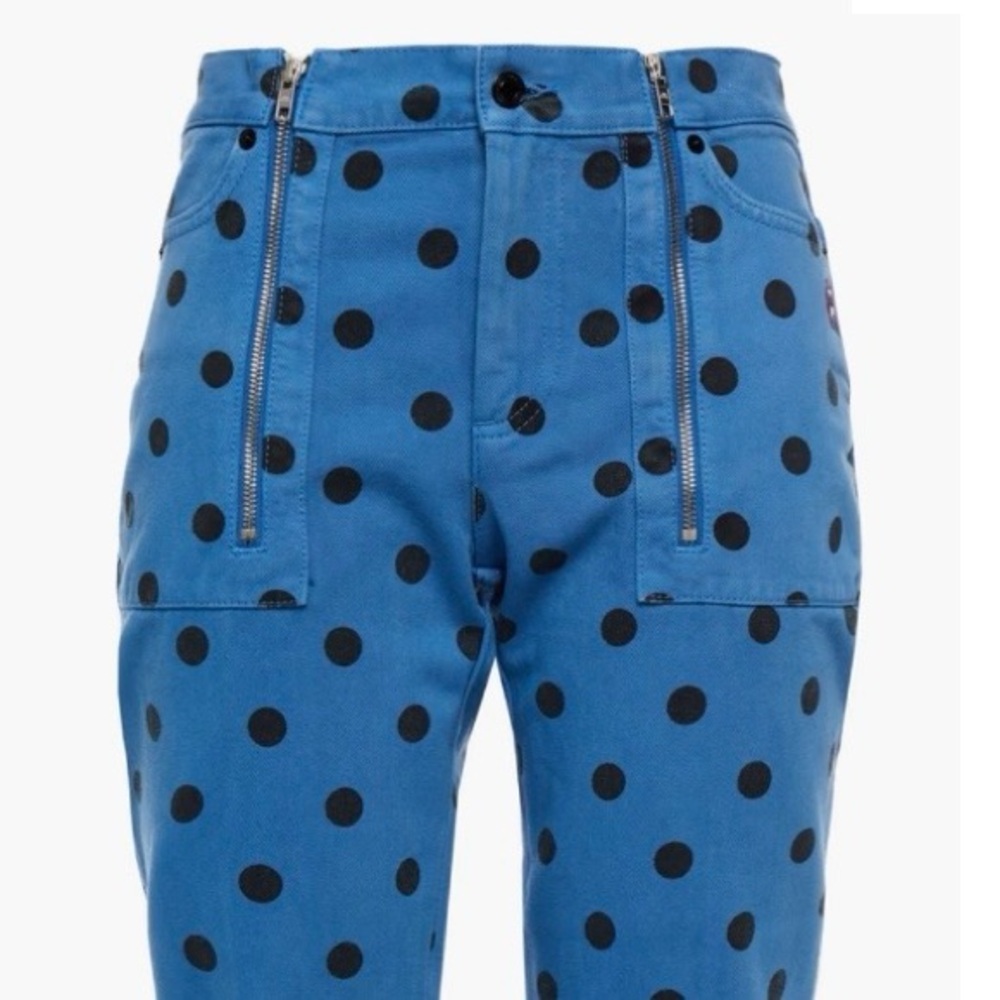 Marc Jacobs The St. Marks Turn-Up Jean Blue Black Polka Dot  Jeans Size 34”Waist